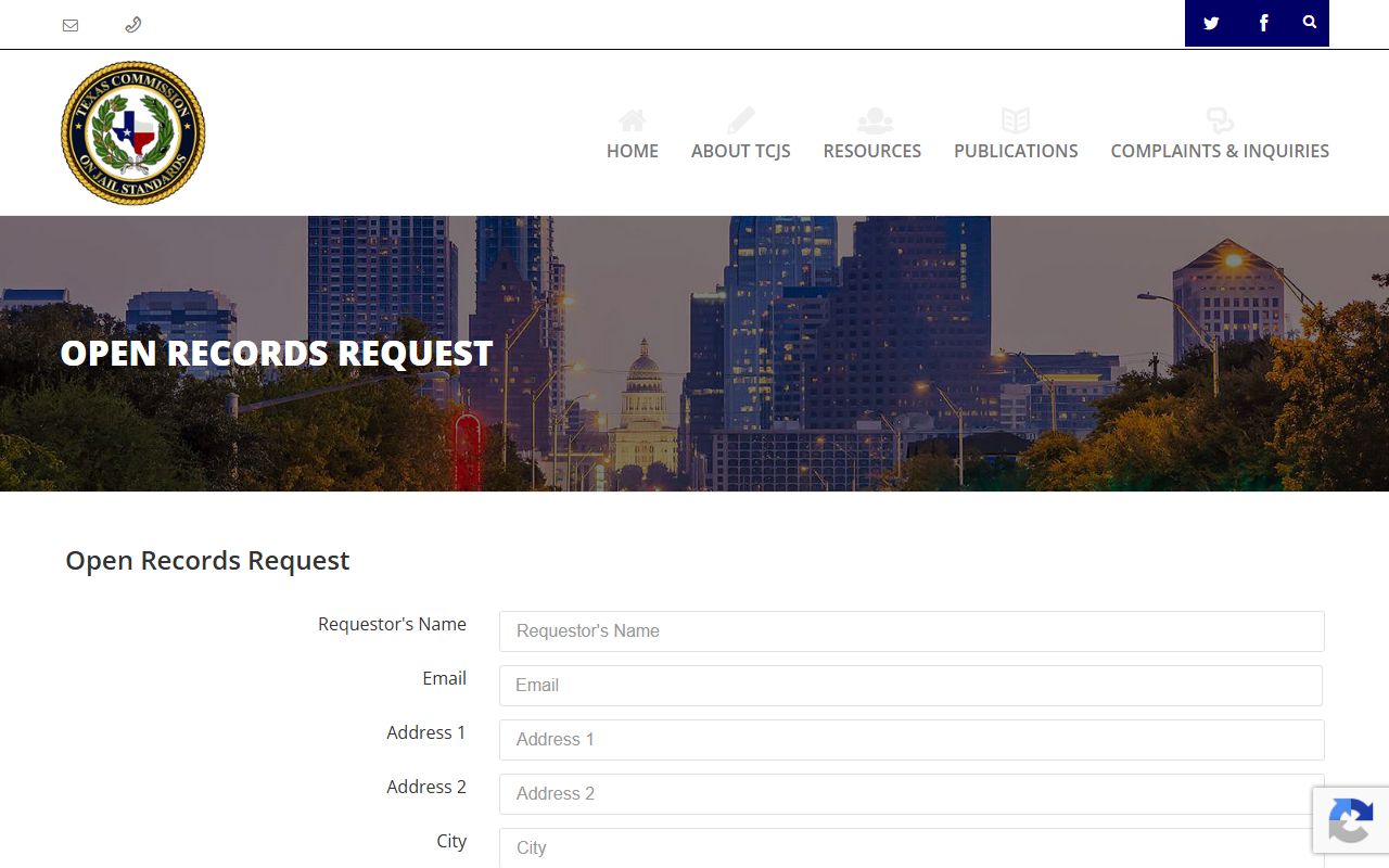 Crockett County Jail records TCJS open records request page